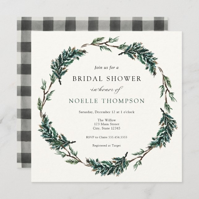 Winter Evergreen Buffalo Play Möhippa Inbjudningar (Fram/baksida)