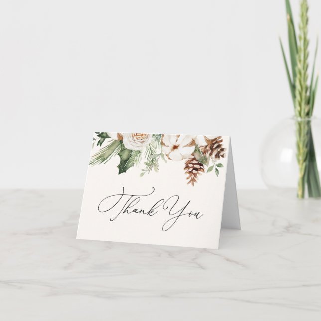 Winter Evergreen Greenery Tackkort Card Anteckningskort (Framsida)