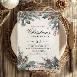 Winter Evergreen Helgdag Inbjudningar