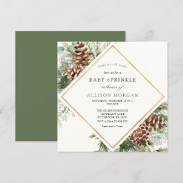 Winter Evergreen och Gräs Baby Sprinkle Inbjudningar