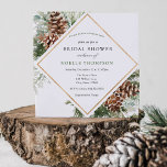 Winter Evergreen och Gräs Inbjudningskort för möhi<br><div class="desc">Elegant Vintertemed inbjudningskort för möhippan har ett guld ram omgivet av vattenfärgen evergreen,  gräs och vinterblommigtar. Anpassa med din information eller klicka på "Klicka för att anpassa ytterligare" för att redigera teckensnittet stilar,  storlekt och färg.</div>