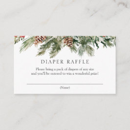 Winter Evergreen och Pinecones Diaper Raffle Tilläggskort