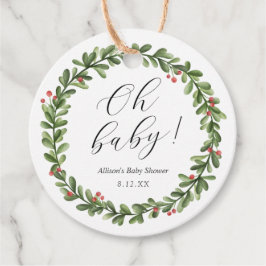 Winter Evergreen Oh Baby Shower Gåvor Etiketter