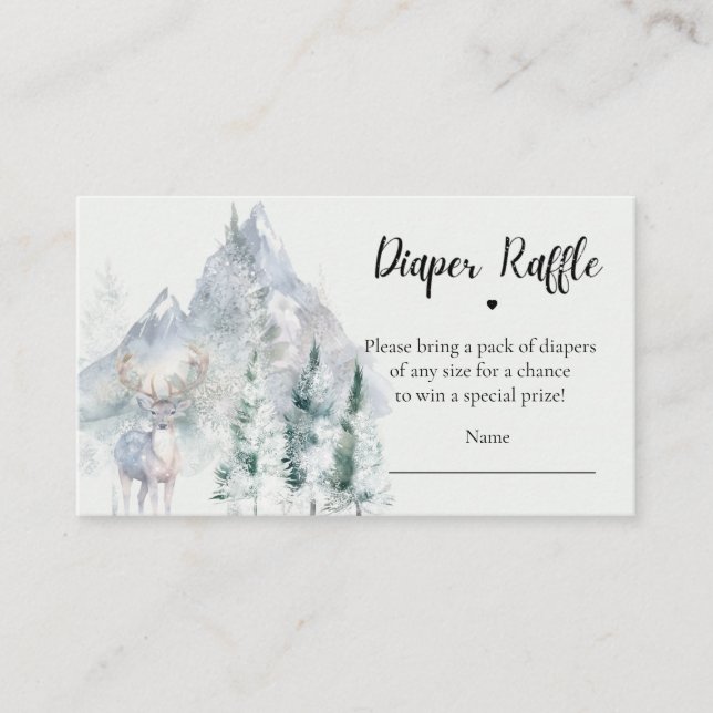 Winter Evergreen Pine Tree Diaper Raffle Ticket Tilläggskort (Framsida)