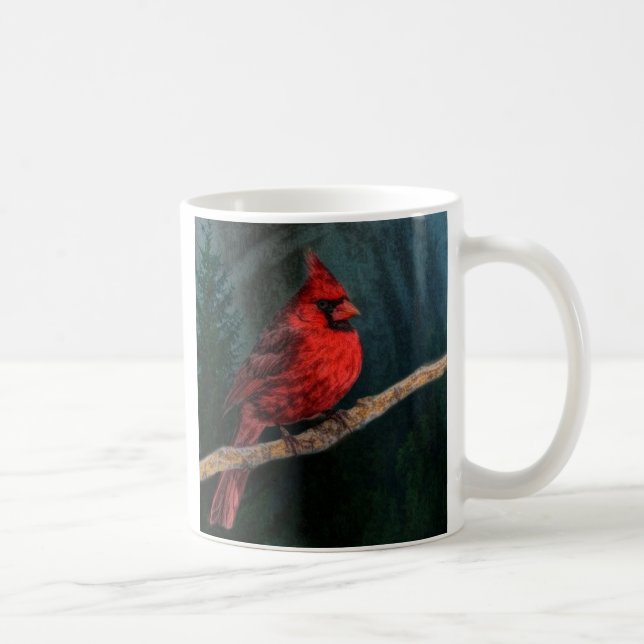 Winter Evergreen Primitive jul Red Cardinal Kaffemugg (Höger)