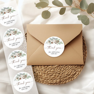 Winter Evergreen Tack Favor Sticker Runt Klistermärke