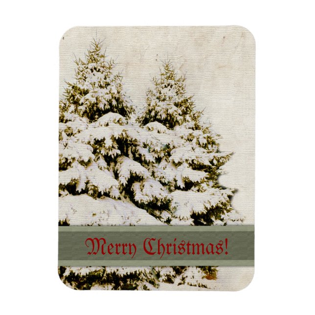 Winter Evergreens Vintage Magnet (Vertikal)