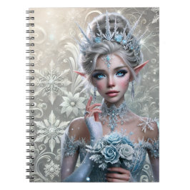 Winter Fairy Bride Icy Enchanted Fantasy Portrait Anteckningsbok
