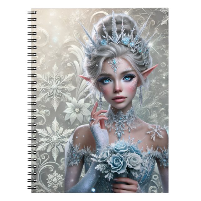 Winter Fairy Bride Icy Enchanted Fantasy Portrait Anteckningsbok (Framsidan)