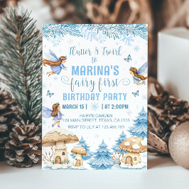 Winter Fairy First Enchanted Forest Birthday Inbjudningar