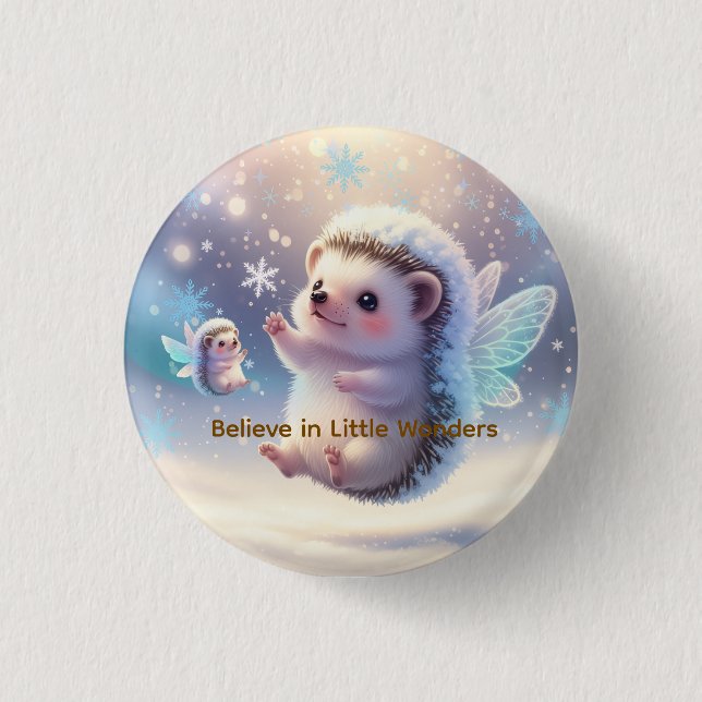 Winter Fairy Hedgehogs  – Cute Snowflake  Knapp (Framsida)