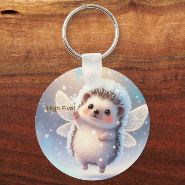 Winter Fairy Hedgehogs  – Cute Snowflake  Nyckelring (Baksida)