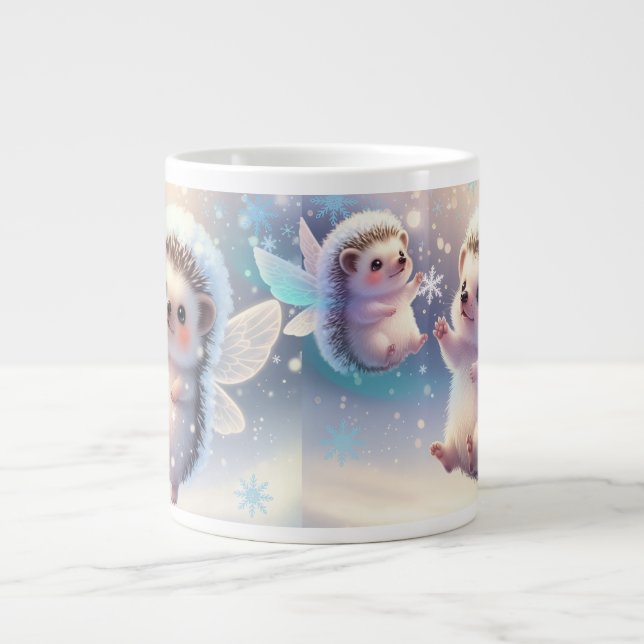 Winter Fairy Hedgehogs Mug – Cute Snowflake  Jumbo Mugg (Framsidan)