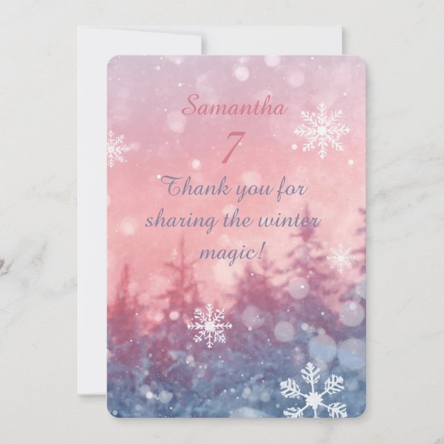 Winter Fairy Tale Thank You Card, Romantic  Tack Kort (Framsida)