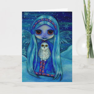 Winter Fairy with Ear Muffs and Snowy Uggla Friend Kort