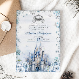 Winter Fairytale Castle Carriage Quince Birthday Inbjudningar