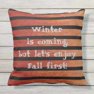 Winter Fall Black och Orange Rand Kudde