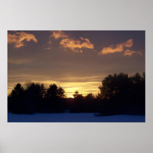 Winter Fält Sunset Poster