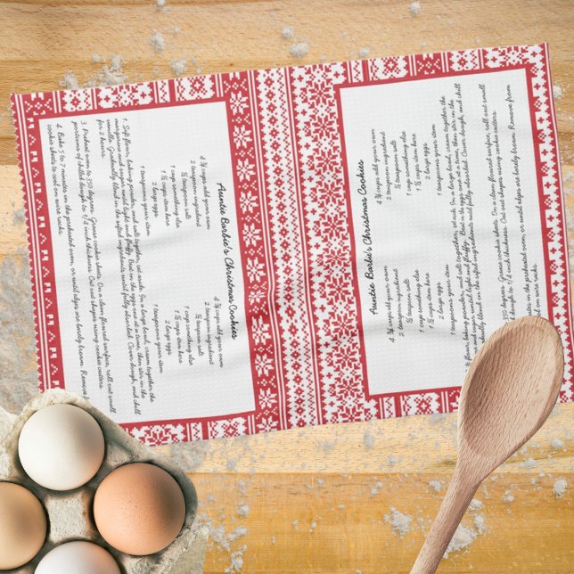 Winter-familjerecept för Red White Rand Kökshandduk (Skapare uppladdad)