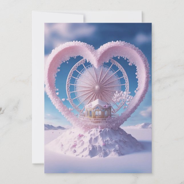 Winter Fantasy: Snowy Miracle Heart Bröllop Inbjudningar (Framsida)