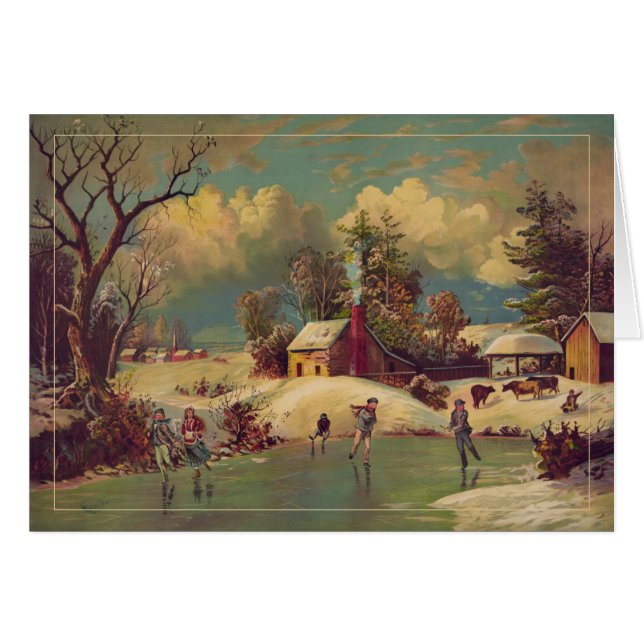 Winter Farm Scene OBS Kort (Framsidan Horizontal)