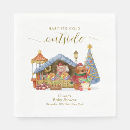 Winter Farmer Market Teddy Bear Baby Shower Pappersservett