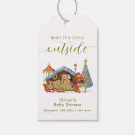 Winter Farmer Market Teddy Bear Baby Shower Presentetikett