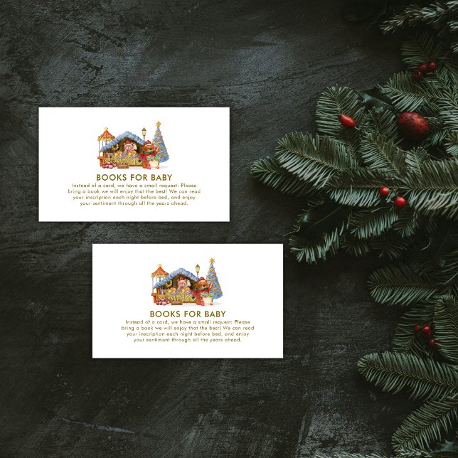 Winter Farmer Market Teddy Bear Books Baby Shower  Tilläggskort (Winter Farmer Market Teddy Bear Books Baby Shower Enclosure Card)