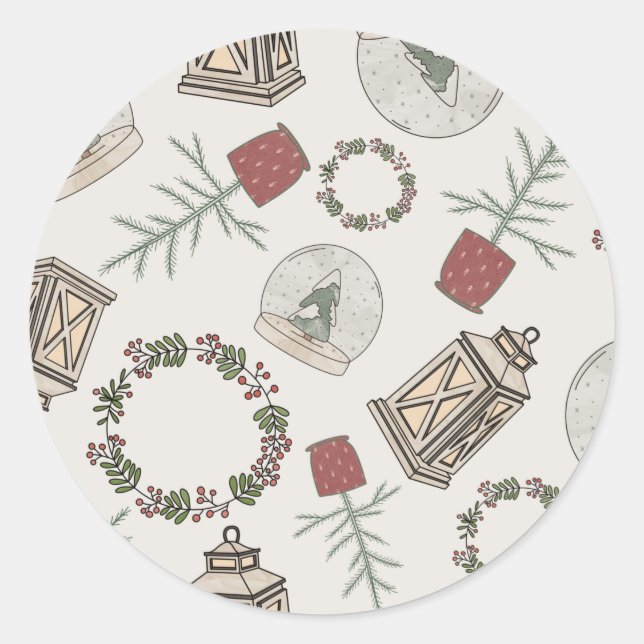 Winter Farmhouse Runt Klistermärke (Framsida)