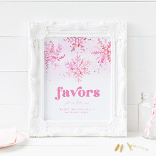 Winter Favors-tecken Snowflake Birthday Signs Poster