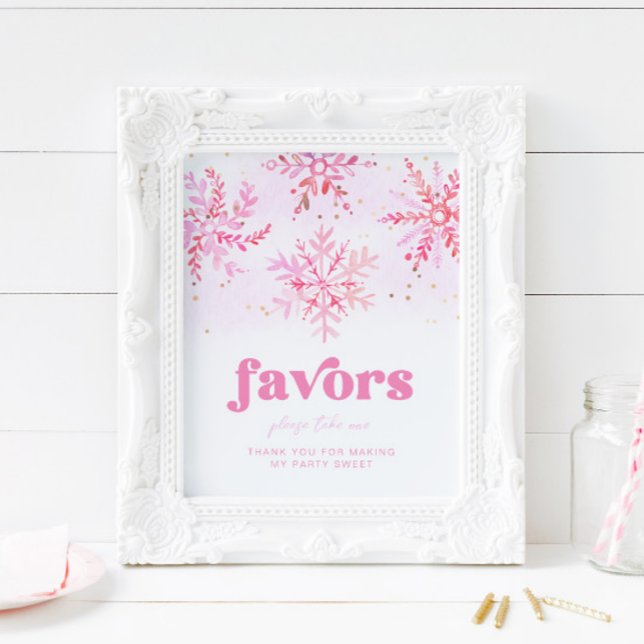 Winter Favors-tecken | Snowflake Birthday Signs Poster (Skapare uppladdad)