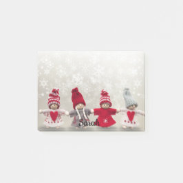 Winter Felt Dolls Snö Add Namn Cute Office Gift Post-it Block