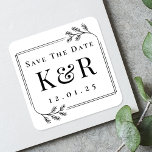 Winter Fir Frame Monogram Wedding Save the Date Fyrkantigt Klistermärke<br><div class="desc">Elevate your wedding stationery with these exquisite custom monogram labels, blending rustic charm with modern elegance. Each square label features delicate fir branch accents framing your personalized initials and wedding date, creating a cohesive winter wonderland aesthetic for your special day. Perfect for: ✔ Wedding invitations & save-the-date envelopes – Instant...</div>