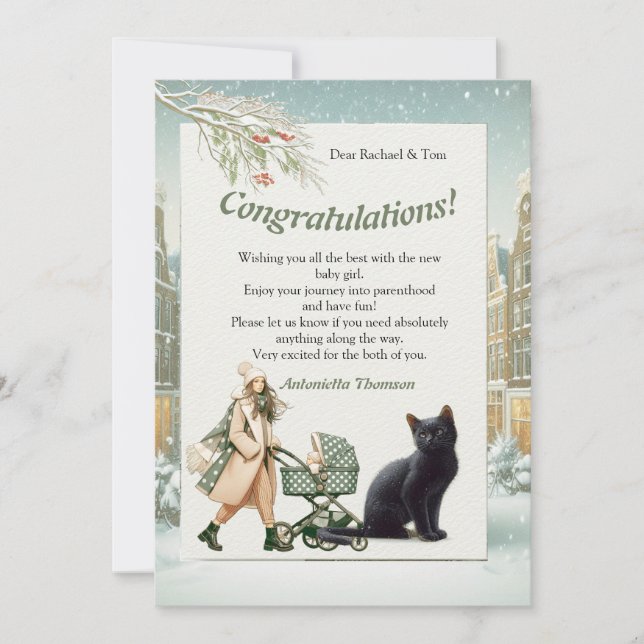 Winter Firande i Snö, med kittens (Framsida)