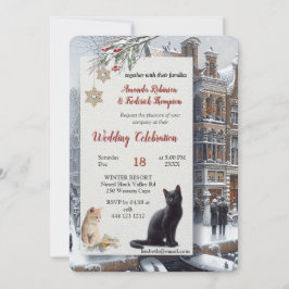 Winter Firande i Snö, med kittens Inbjudningar