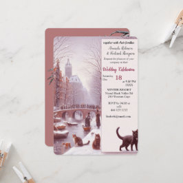 Winter Firande i Snö, med kittens Inbjudningar