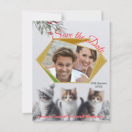 Winter Firande i Snö, med kittens Meddelande