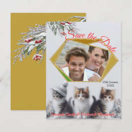 Winter Firande i Snö, med kittens Meddelande