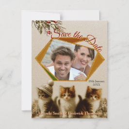 Winter Firande i Snö, med kittens Meddelande