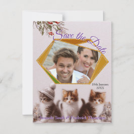 Winter Firande i Snö, med kittens Meddelande