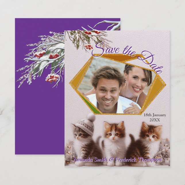 Winter Firande i Snö, med kittens Meddelande (Fram/baksida)