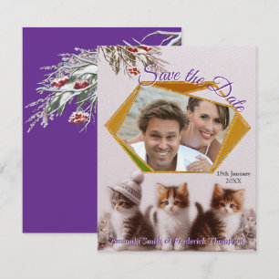 Winter Firande i Snö, med kittens Meddelande