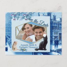 Winter Firande i Snö, med kittens Meddelande Vykort