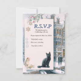 Winter Firande i Snö, med kittens OSA Kort