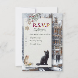 Winter Firande i Snö, med kittens OSA Kort