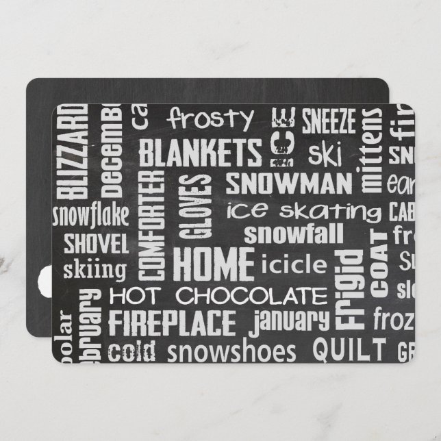 Winter Firande Ord Cloud Inbjudan (Fram/baksida)