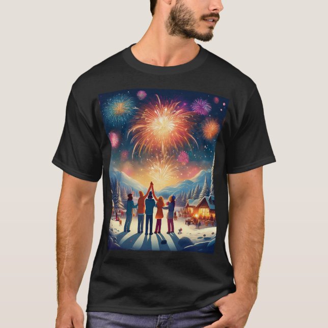Winter Fireworks Spectacle – New Years Celebration T Shirt (Framsida)