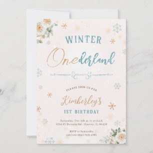 Winter First Birthday Wonderland Thome 1st Party Inbjudningar