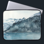 Winter Fjords Laptop Fodral<br><div class="desc">Winter Fjords II av Jennifer Paxton Parker. Har vattenfärgsfjordar i en serene, blåtonad inställning.</div>