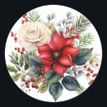 Winter Floral Bouquet Stickers Runt Klistermärke<br><div class="desc">Sticker is shown in the round with a lovely winter floral bouquet watercolor print.  
Customize this item or buy as is.




Licensed Image</div>
